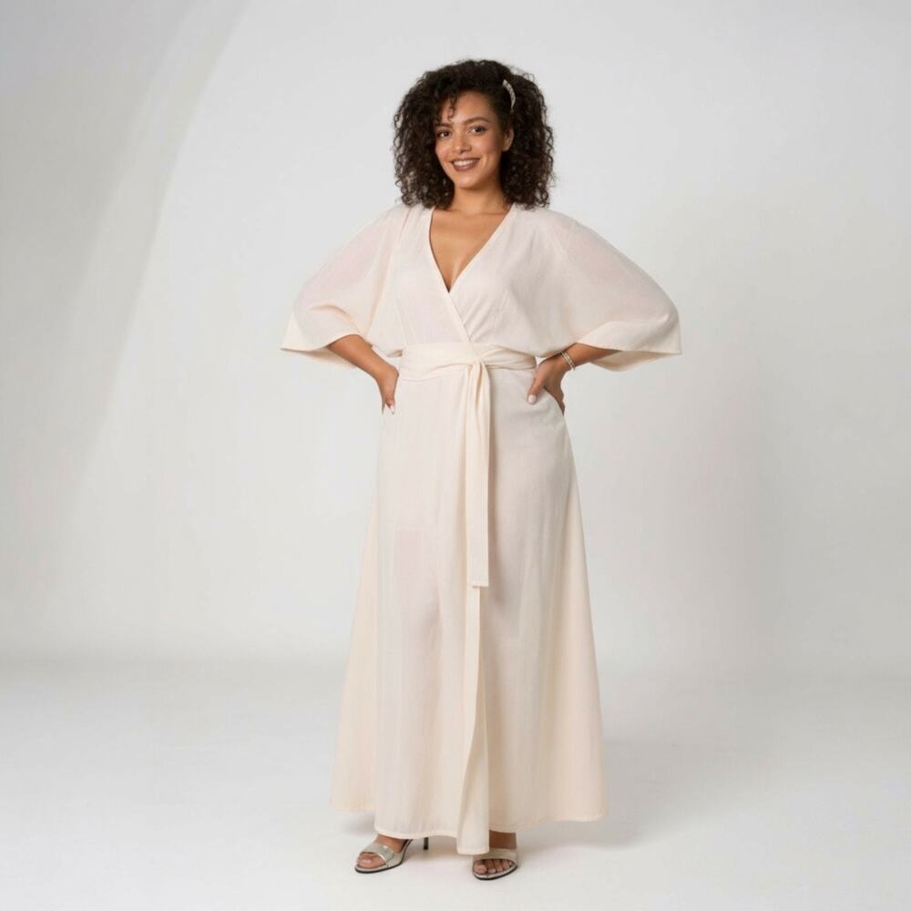 Modcloth Wrap with Cape Maxi Bridesmaid Dress Wrapped in Rapture Pink Sz 2 NWT